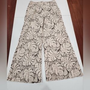 House of Harlow 1960 Monstera Print Wide-Leg Pants Leaf